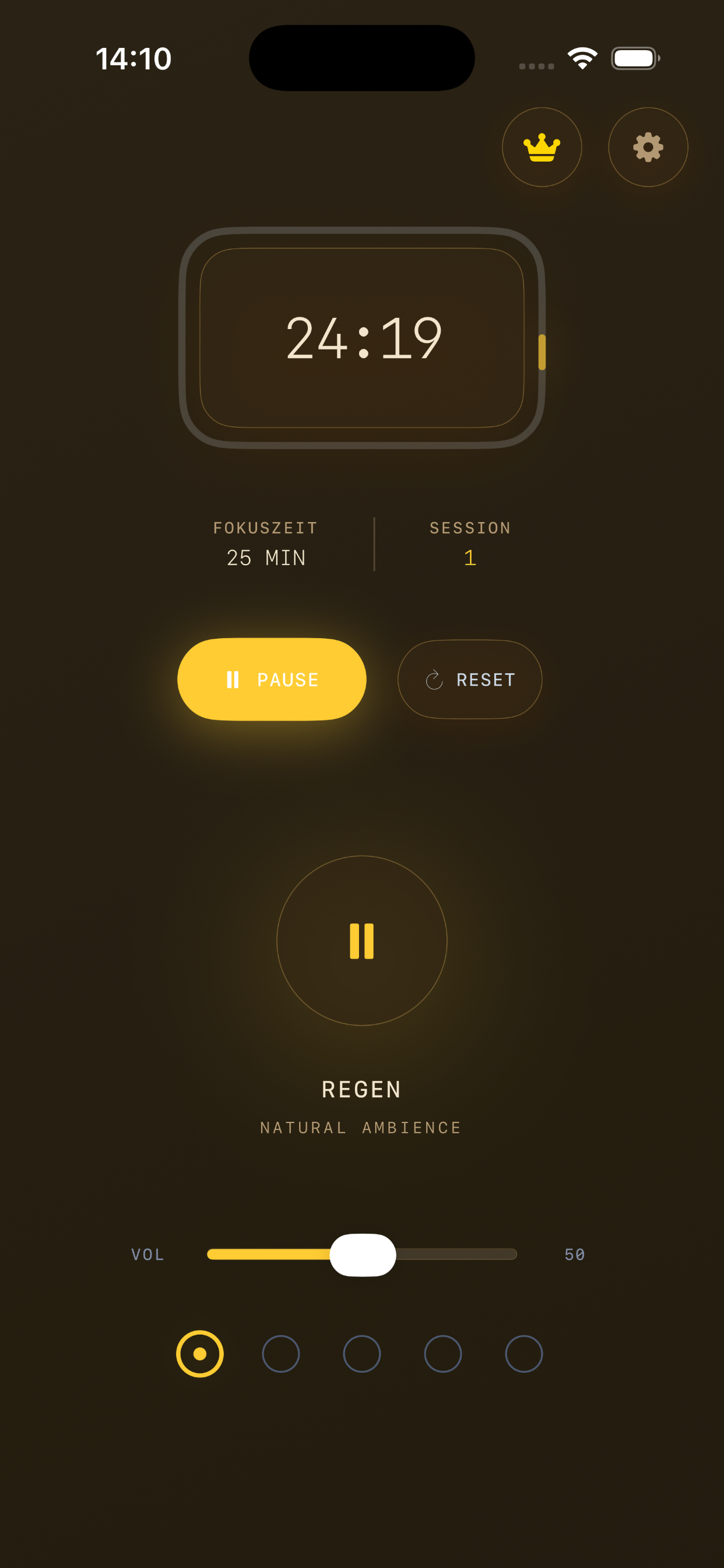 Simple Fokus App Screenshot – Dark Theme